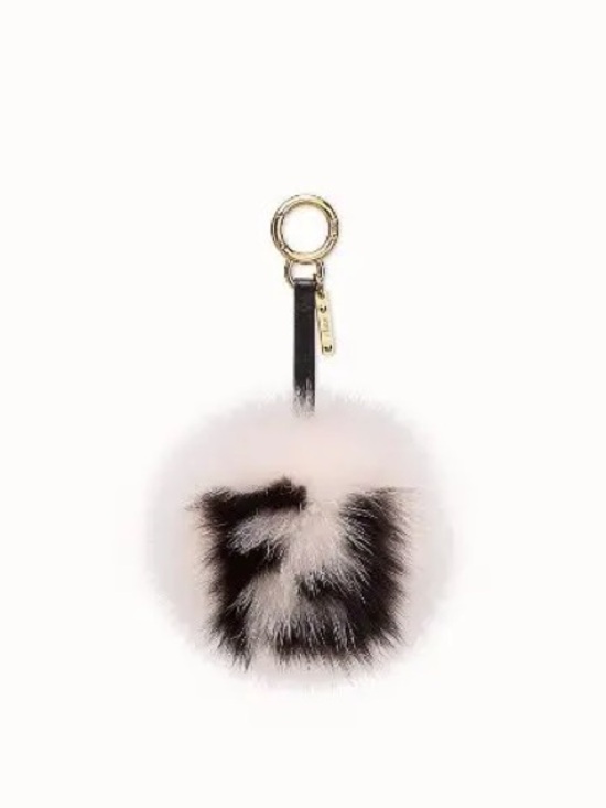 Fendi Accessories - Fendi Black and Cream Fur Pom-Pom Bag Charm | NWOT